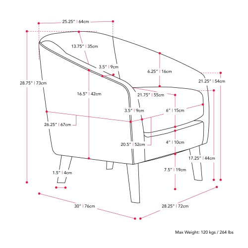 CorLiving LSS-150-C Elwood Modern Tub Chair in Grey