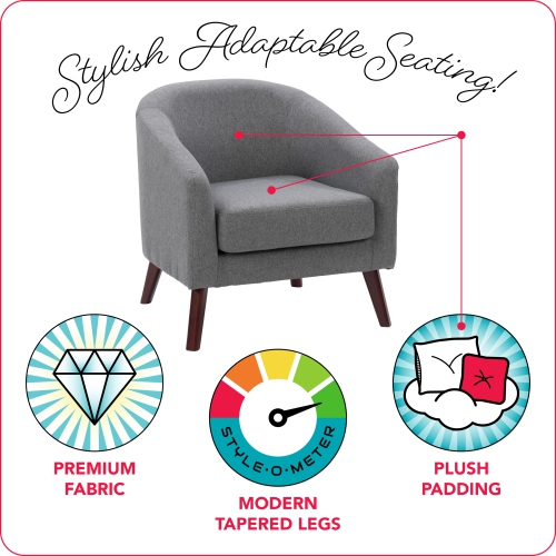 CorLiving LSS-150-C Elwood Modern Tub Chair in Grey