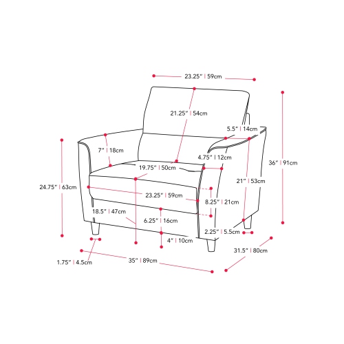 CorLiving LGA-201-C Georgia Dark Grey Upholstered Accent Chair