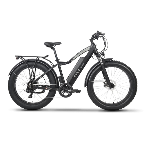 EMMO  26Inch All Terrain Fat Tire Electric Bike - Front Suspension - 48V/15Ah Removable Li Battery - E-Wild C2 In Black