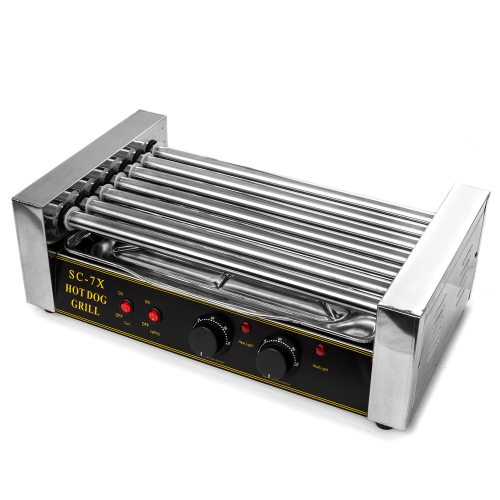 Biltek Hot Dog Grill Roller Commercial 18 Hotdog Maker Warmer Cooker Machine 7-Rollers