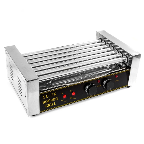 Biltek Hot Dog Grill Roller Commercial 18 Hotdog Maker Warmer Cooker Machine 7-Rollers