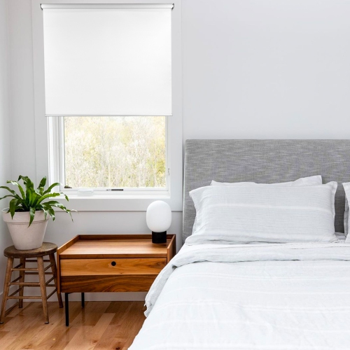 Biltek Blackout Window Shades Cordless Window Blinds with Spring Lifting System for Home & Office, White