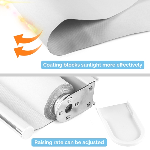 Biltek Window Roller Shades Blackout Easy Adjustment Blinds for Windows, White