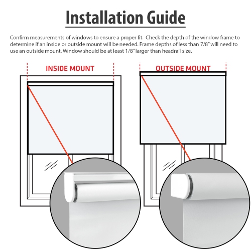 Biltek Cordless Roller Shades, Total Blackout Window Blinds, White, Easy to Install Inside or Outside Mount Thermal Insulated Fabric with Spring
