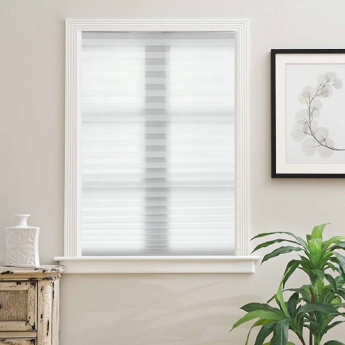 BILTEK  Cut-To-Size Light Filtering Pleated Fabric Shades, Cordless Fabric Window Privacy Shades - 48" W X 72" H Or Black In White