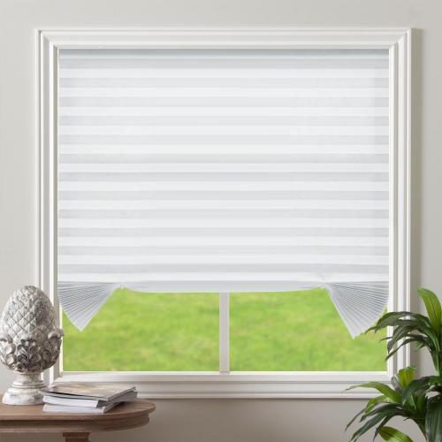 BILTEK  Cut-To-Size Light Filtering Pleated Fabric Shades, Cordless Fabric Window Privacy Shades - 48" W X 72" H Or Black In White