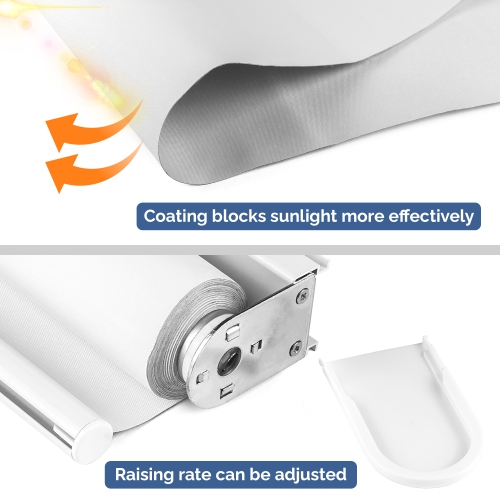 Biltek Blackout Window Shades Cordless Window Blinds with Spring Lifting System for Home & Office, White