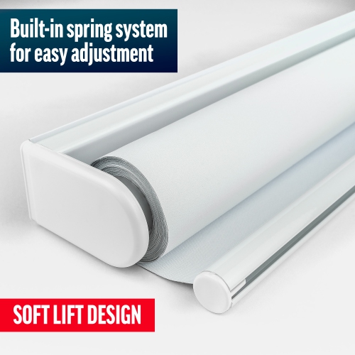 Biltek Cordless Roller Shades, Total Blackout Window Blinds, White, Easy to Install Inside or Outside Mount Thermal Insulated Fabric with Spring