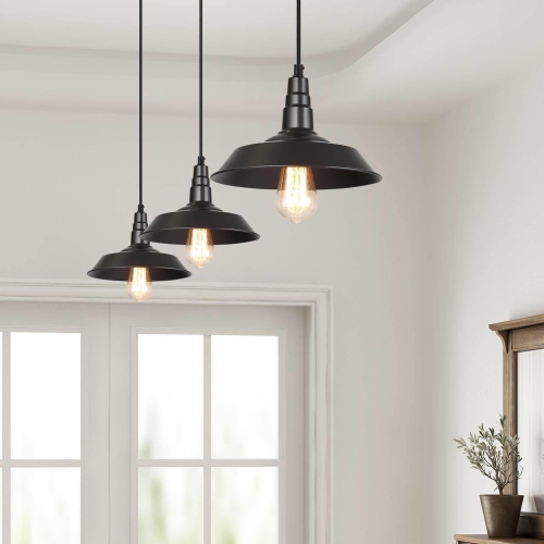 Modern Farmhouse Black 1-Light Pot Pendant Lights for Kitchen Island