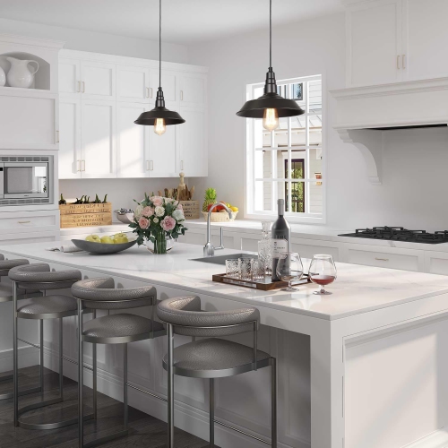 Modern Farmhouse Black 1-Light Pot Pendant Lights for Kitchen Island