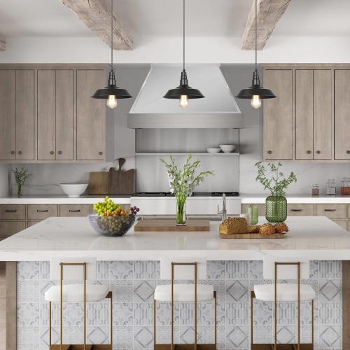 Modern Farmhouse Black 1-Light Pot Pendant Lights for Kitchen Island