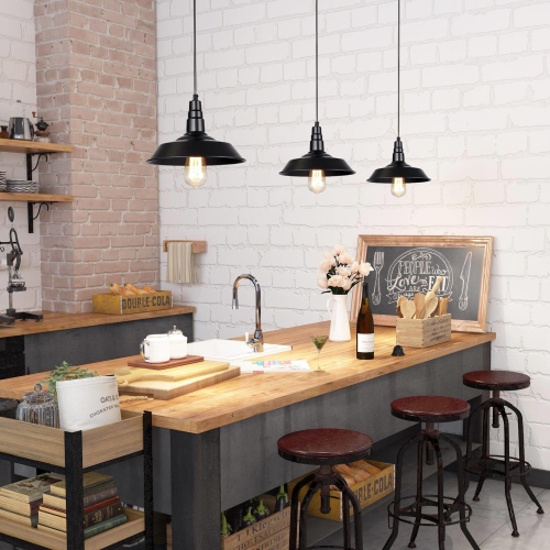 Modern Farmhouse Black 1-Light Pot Pendant Lights for Kitchen Island