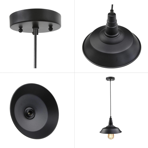 Modern Farmhouse Black 1-Light Pot Pendant Lights for Kitchen Island