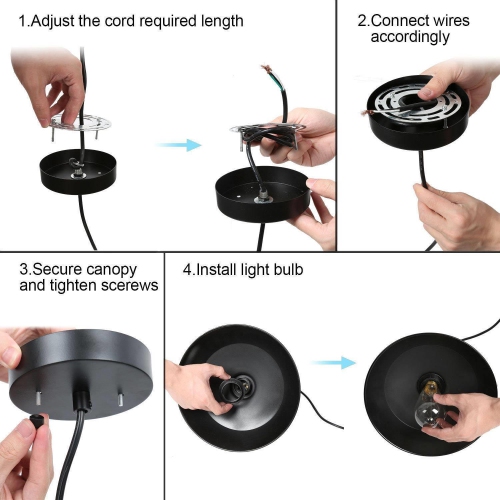 Modern Farmhouse Black 1-Light Pot Pendant Lights for Kitchen Island