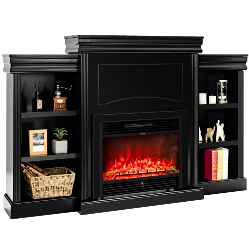 Costway 70'' Fireplace TV Stand Modern Media Entertainment Center Bookcase