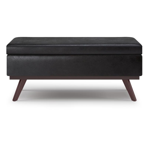 Owen 42 in.W LiftTop Large Coffee Table Ottoman in Distressed Black Faux Leather