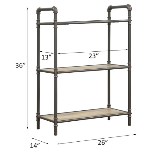 ACME Itzel 3 - Bibliothèque rectangulaire en bois, chêne antique et gris sable