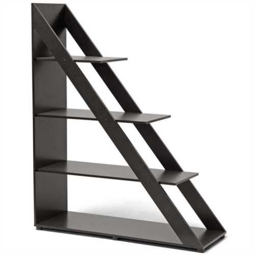 BOWERY HILL  4 Shelf Bookcase In In Dark Brown
