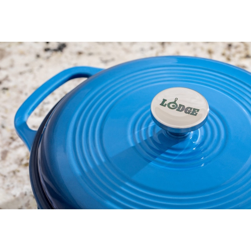 Lodge 6 Quart Blue Cast Iron Dutch Oven with Porcelain Enamel Finish