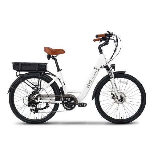 EMMO  Vgo Electric Bike for Adult, 48V 500W Step-Thru City Commuter Bike Long Range Digital Display Ebike - In White