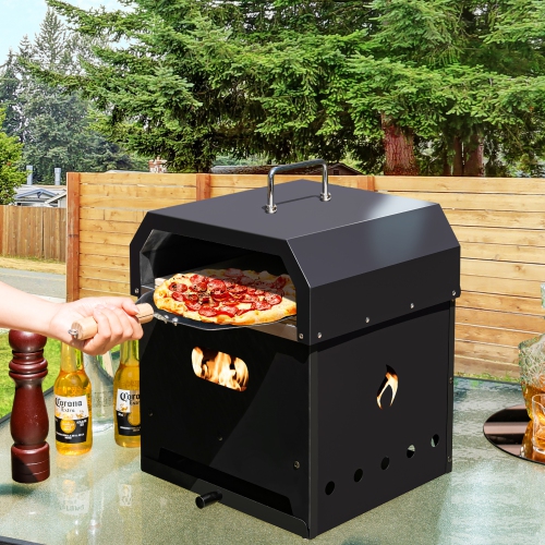 Costway 4-in-1 Multipurpose Outdoor Pizza Oven Wood Fired 2-Layer Detachable Oven