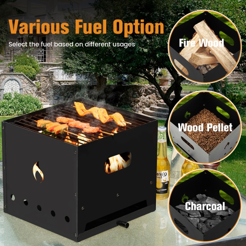 Costway 4-in-1 Multipurpose Outdoor Pizza Oven Wood Fired 2-Layer Detachable Oven