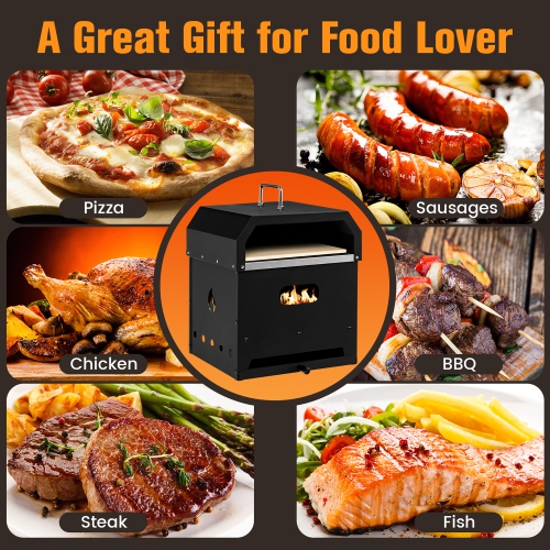 Costway 4-in-1 Multipurpose Outdoor Pizza Oven Wood Fired 2-Layer Detachable Oven