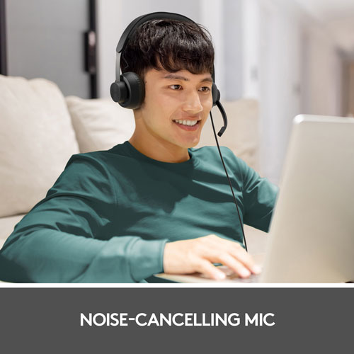 Logitech Zone 750 Wired Noise-Cancelling On-Ear Headset - Graphite