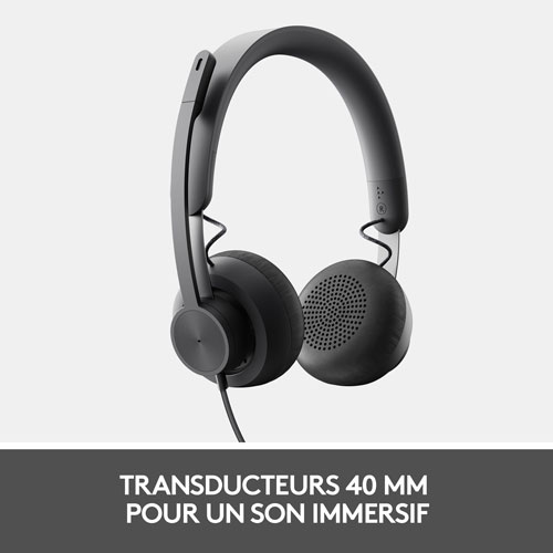 Logitech Zone 750 Wired Noise-Cancelling On-Ear Headset - Graphite