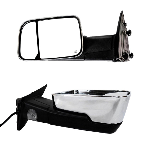 Galaxy Auto 2009-2018 Dodge Ram Manual Folding Towing Mirrors - Chrome