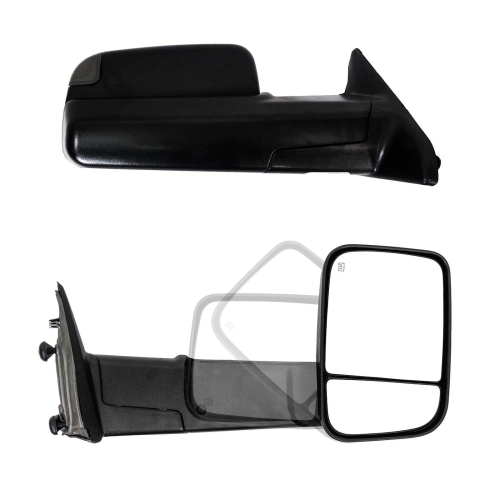 Galaxy Auto 2009-2018 Dodge Ram Power Folding Towing Mirrors - Black