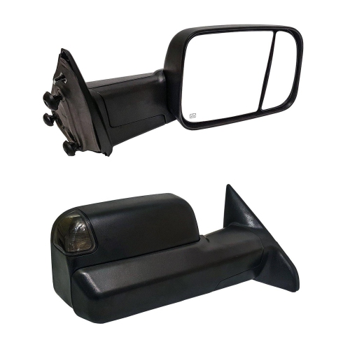 Galaxy Auto 2009-2018 Dodge Ram Power Folding Towing Mirrors - Black