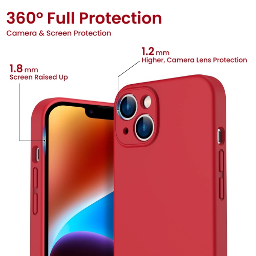 ORNARTO Compatible with iPhone 14 Case, with 2 x Screen Protector Liquid Silicone Gel Rubber Cover Full Body Shockproof Pr