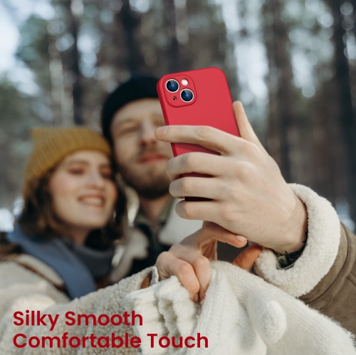 ORNARTO Compatible with iPhone 14 Case, with 2 x Screen Protector Liquid Silicone Gel Rubber Cover Full Body Shockproof Pr