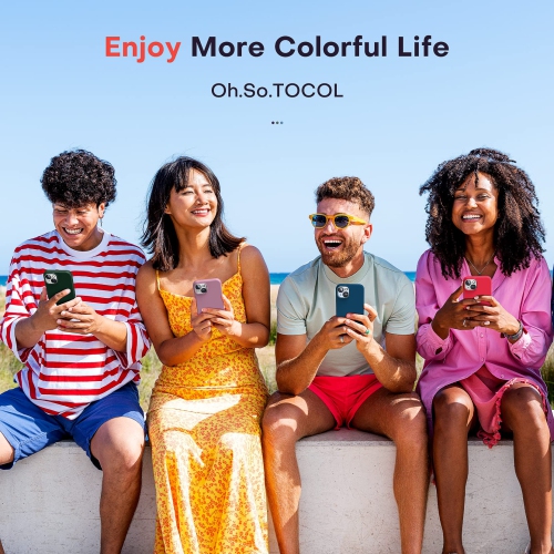 TOCOL 5 in 1 for iPhone 14 Case, with 2 Pack Screen Protector + 2 Pack Camera Lens Protector, Slim Liquid Silicone Phone C