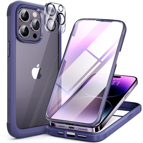 Miracase Glass Series Designed for iPhone 14 Pro Max Case 6.7 Inch, 2022 Newest Full Body Bumper Case with Built-in 9H Tem