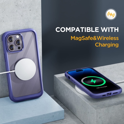 Miracase Glass Series Designed for iPhone 14 Pro Max Case 6.7 Inch, 2022 Newest Full Body Bumper Case with Built-in 9H Tem