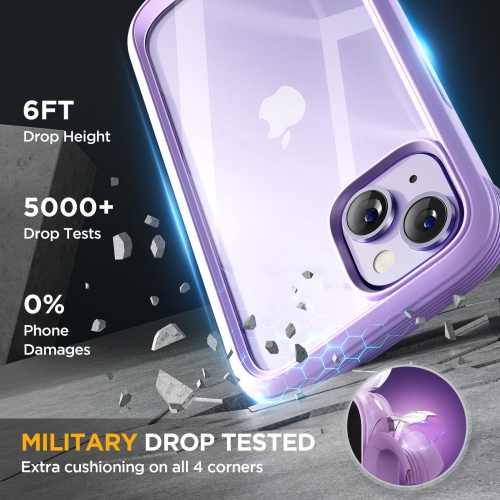 Miracase Full Body Protection Compatible with iPhone 14 Case 6.1"(2022), Built-in 9H Tempered Glass Screen Protector with 2