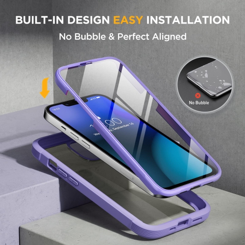 Miracase Full Body Protection Compatible with iPhone 14 Case 6.1"(2022), Built-in 9H Tempered Glass Screen Protector with 2