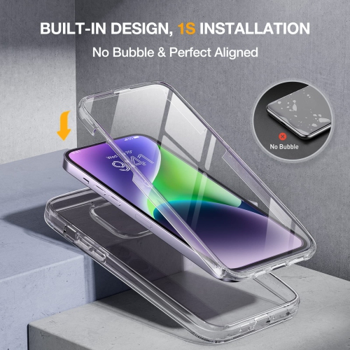 Miracase Full Body Protection Compatible with iPhone 14 Case 6.1"(2022), Built-in 9H Tempered Glass Screen Protector with 2