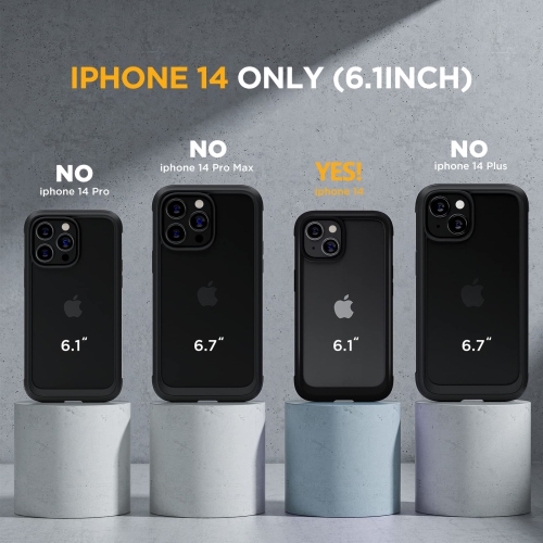 Miracase Full Body Protection Compatible with iPhone 14 Case 6.1"(2022), Built-in 9H Tempered Glass Screen Protector with 2