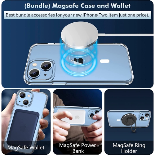 Étui transparent magnétique pour iPhone 14 compatible avec MagSafe,[No.1 aimants puissants][Never Yellow], SLI de protection antichoc