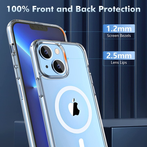 Étui transparent magnétique pour iPhone 14 compatible avec MagSafe,[No.1 aimants puissants][Never Yellow], SLI de protection antichoc