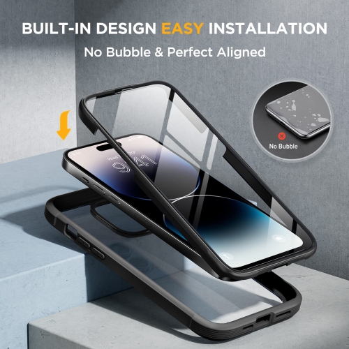 Miracase Glass Series Designed for iPhone 14 Pro Max Case 6.7 Inch, 2022 Newest Full Body Bumper Case with Built in 9H Tem