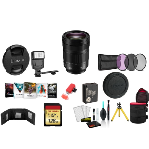 Panasonic Lumix S 24-105mm f/4 Macro O.I.S. Lens with 128GB Memory Card and More