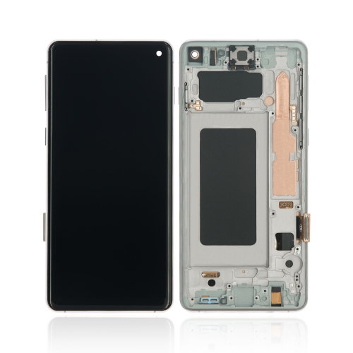 ESOURCE PARTS  Replacement Lcd Assembly w Frame (Without Finger Print Sensor) Compatible for Samsung Galaxy S10 (Aftermarket Plus: Tft) (Prism White)