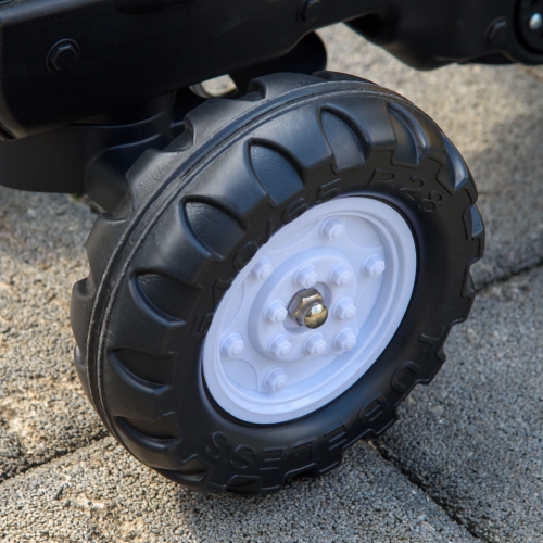 Pelle-pelleteuse d'Aosom, tracteur à pédales avec klaxon et remorque amovible, voiture de construction pour enfants et tout-petits, 3-6 ans, jaune