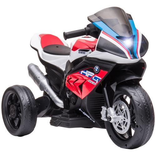 Aosom Porteur de moto électrique pour enfants sous licence BMW HP4 jouet  moto 3 roues 6V alimentée par batterie avec musique pour filles garçon  18-60 mois, rouge