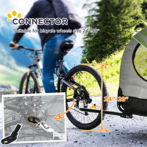 Aosom Dog Bike Trailer, 2-in-1 Dog Wagon Pet Stroller for Travel with Universal Wheel Reflectors Flag, for Small and Medium Dogs, Green